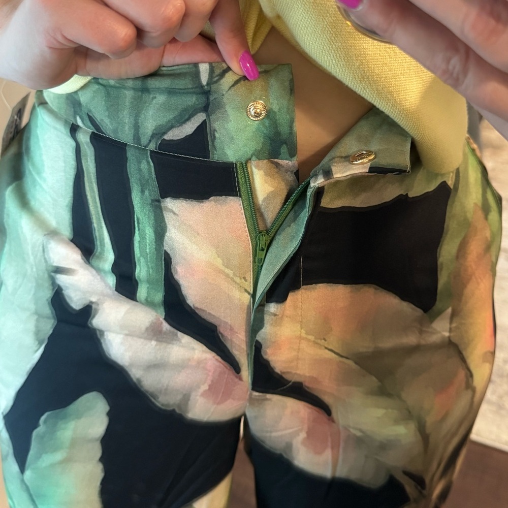 Tropical Leaf Print Women's Summer Vacation Resort Trouser Pants - Picture 8 of 15